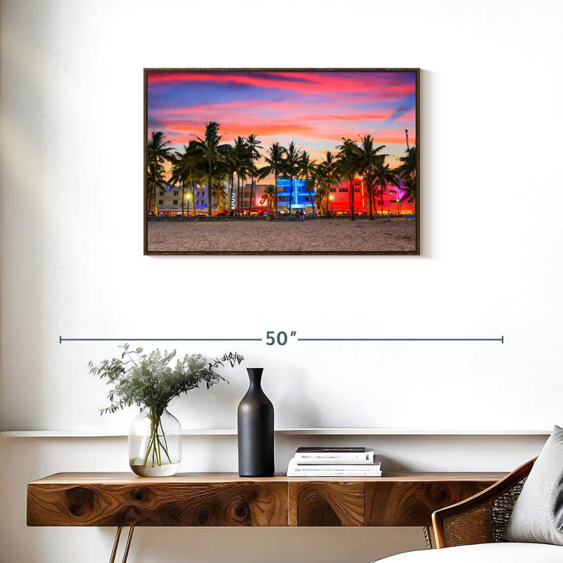 Miami Beach, États-Unis, Cadre flottant en noyer, 31 po x 21 po