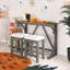Ensemble de table et de chaises de style campagnard 3 pièces de 47,20 pouces avec port USB et tabourets rembourrés-635626624