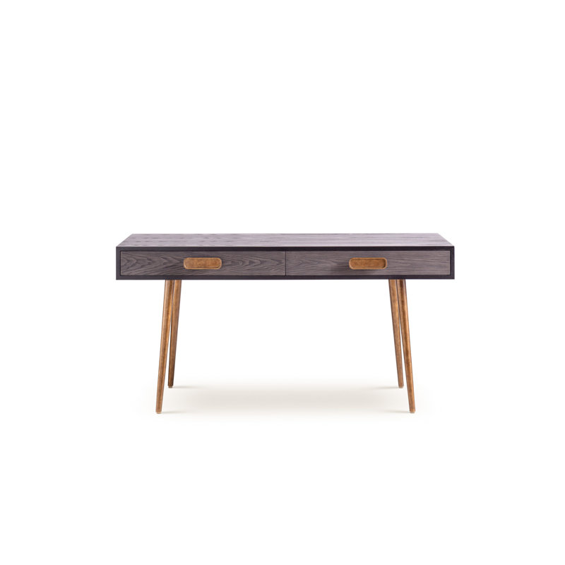 Solid Wood Writing Desk, Black Grained Ash