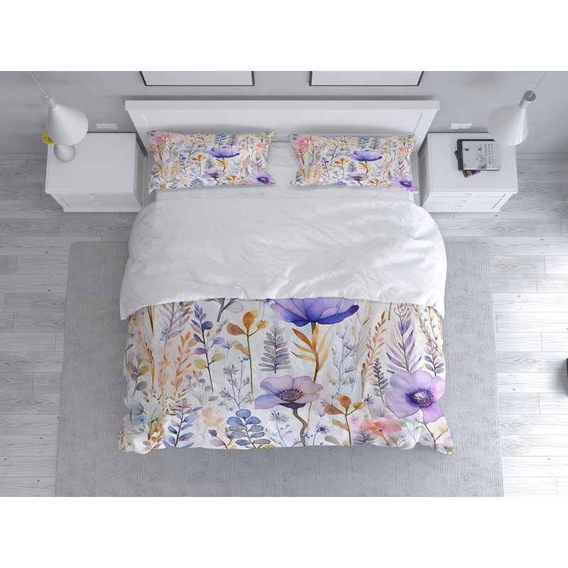 Floral Duvet Cover, King Duvet Cover + 2 King Shams