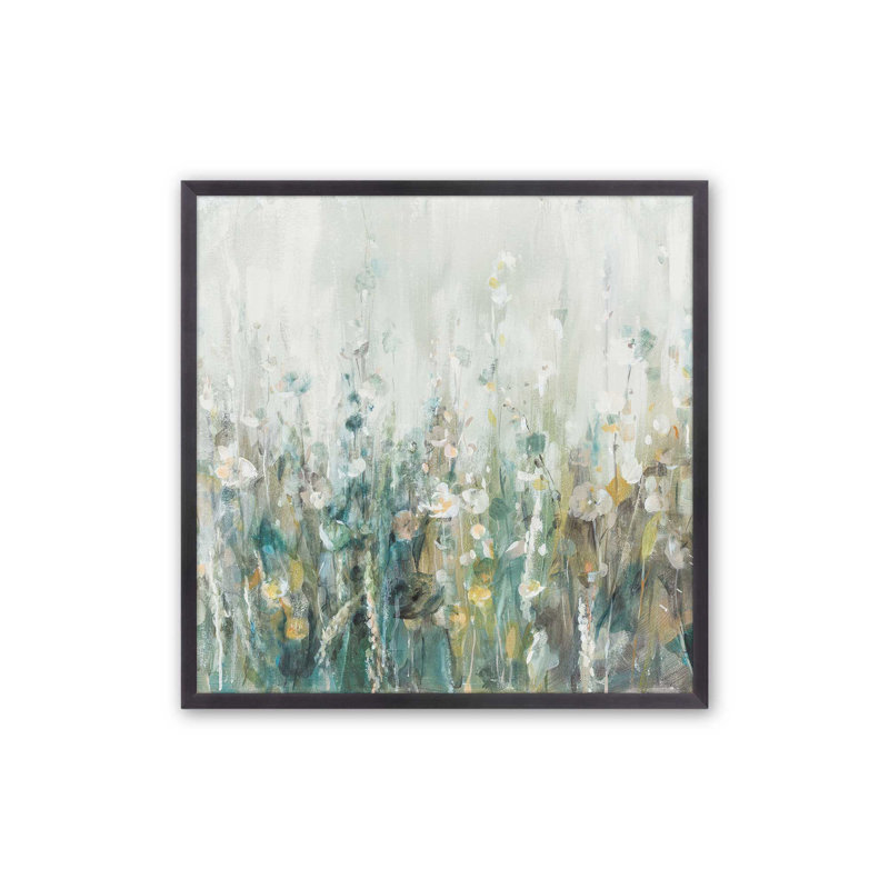Motif de fleurs sauvages, Cadre en zinc patiné, H 13,75 po x l 13,75 po x P 1,25 po