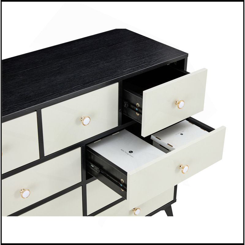 Commode 9 tiroirs, couleur noir, Noir