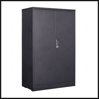 Armoire de rangement en métal avec portes verrouillables et tablette réglable