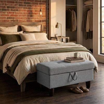 Modular Sofa Chaise with Storage Ottoman & Solid Wood Frame