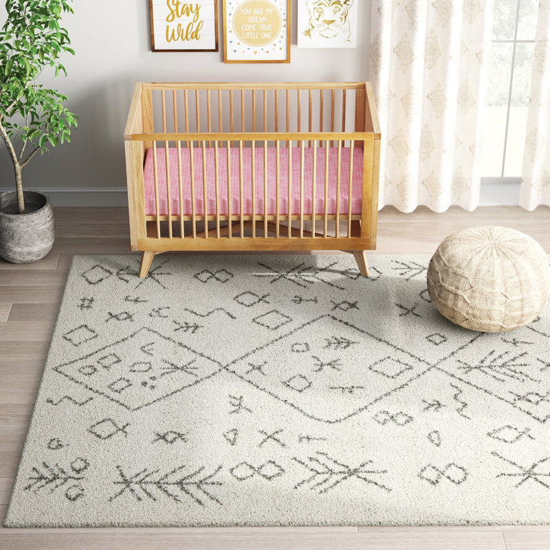 Tapis Jonnye Southwestern, Crème, crème, Rectangle 7 pi 10 po x 10 pi
