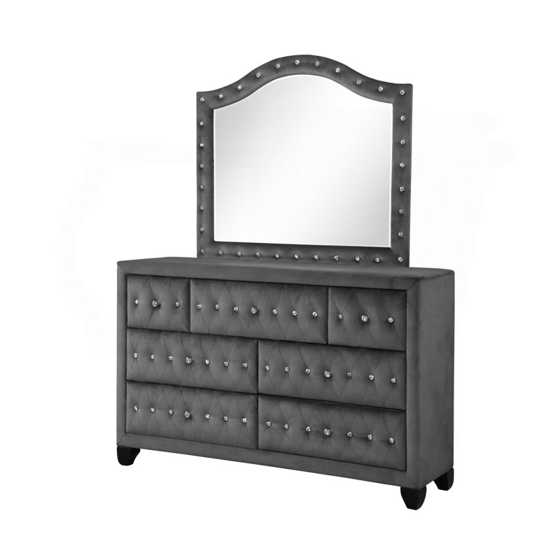 Ensemble de chambre à coucher pour lit très grand 5 pièces en gris