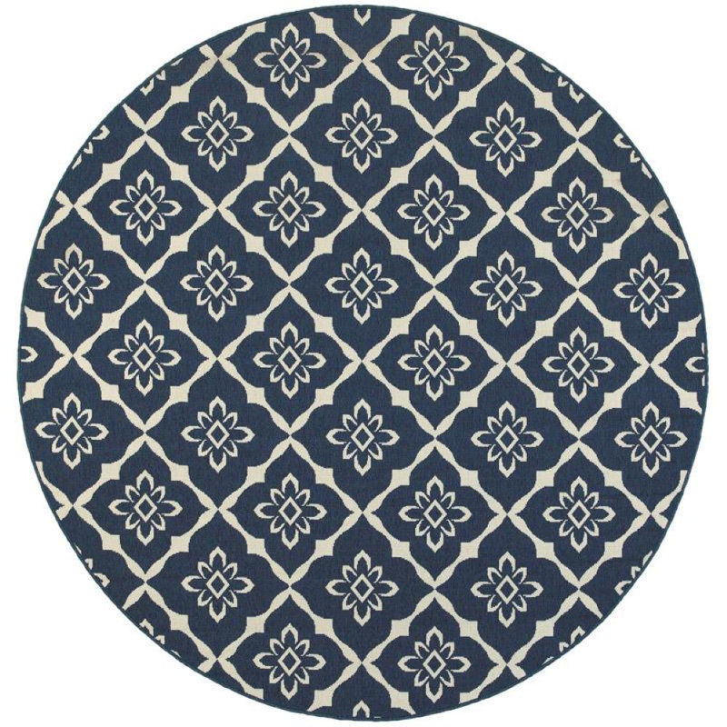 Tapis intérieur / extérieur bleu Deltana, Rond 7 pi 10 po