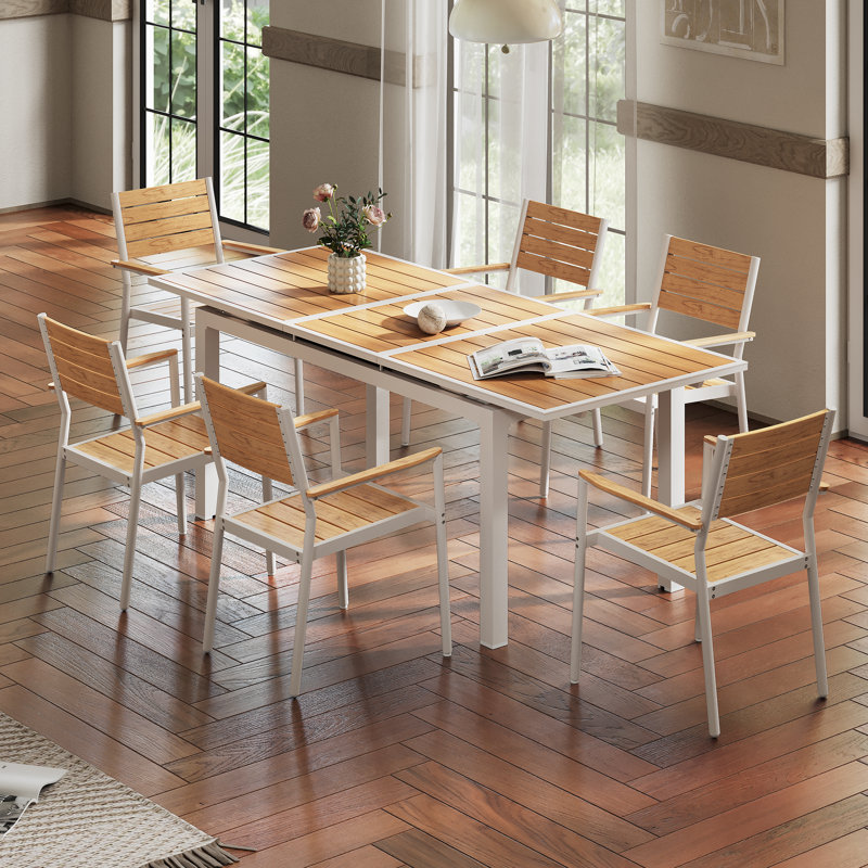 Extendable Plastic Dining Table, Brown