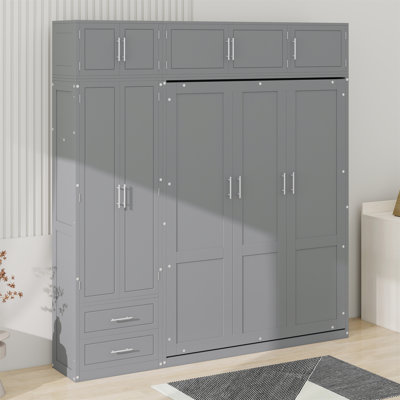 Murphy Bed With Top Cabinet,Shelves And Wardrobe