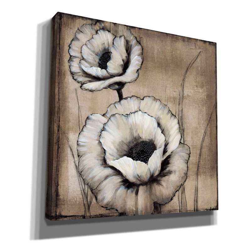 «Neutral Poppies II» par Tim O'toole, art mural sur toile, H 37 po x l 37 po x P 1,5 po