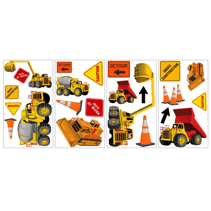 Bright Yellow and Orange Construction Site Wall Decals