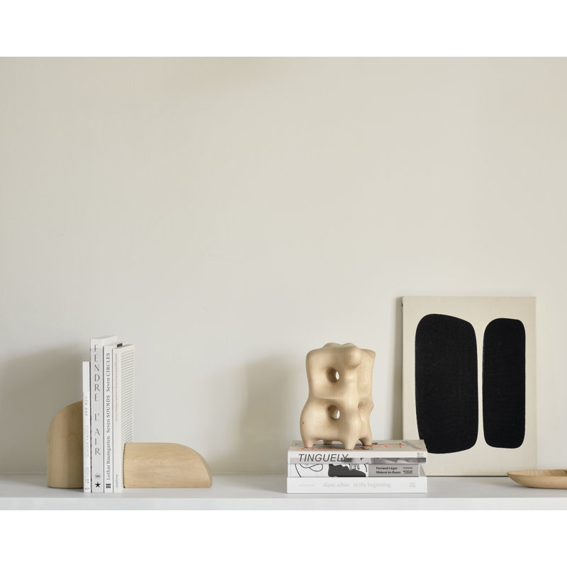 Pi Solid Wood Bookends, Cream