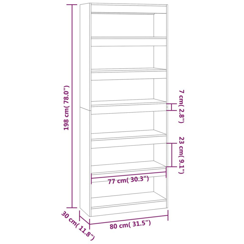 Garneta Bookcase, (4 Shelves) 198cmH x 80cmW x 30cmD, Black