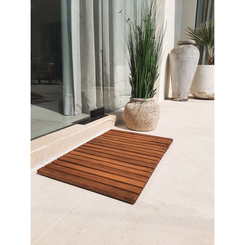 Idania Teak Non-Slip Bath Mat, Brown