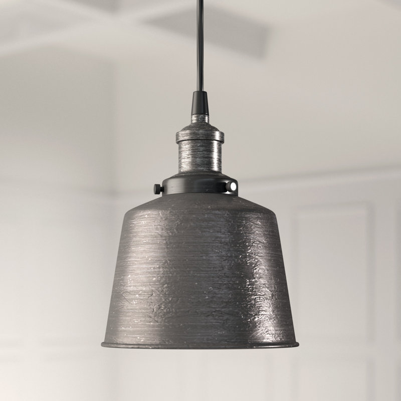 Luminaire suspendu 1 lumière à une cloche, Fer naturel / fer rétro