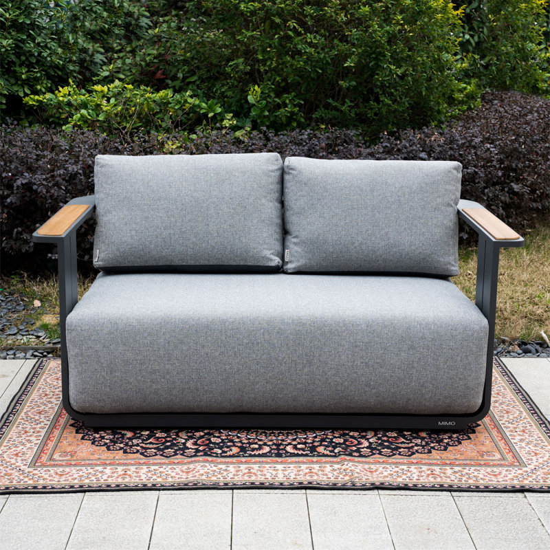 Modular Aluminium Armchair With Teak Armrests & 36 Cm Cushion, Fully Welded, 2