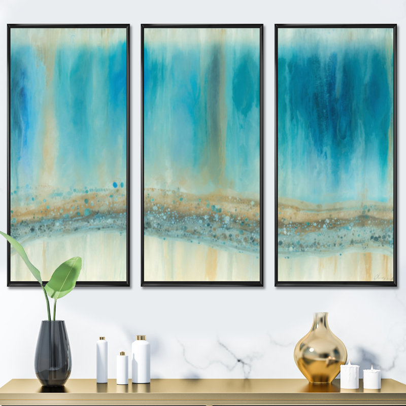 «Restless River In The Rain V», ensemble d'art abstrait sur toile à encre liquide_80423, H 28 po x l 36 po x P 1 po