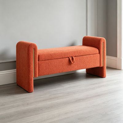 Banc de rangement avec repose-pieds et tissu d'ameublement Teddy