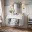 Meuble-lavabo moderne français 36 po avec lavabo intégré en céramique, armoire flottante en bois massif avec 2 tiroirs (blanc / noir / gris / bleu)-131281704