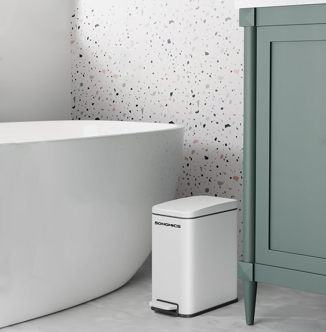 DOFLIC Bathroom Trash Can, Slim for Small Spaces, Stainless Steel ...