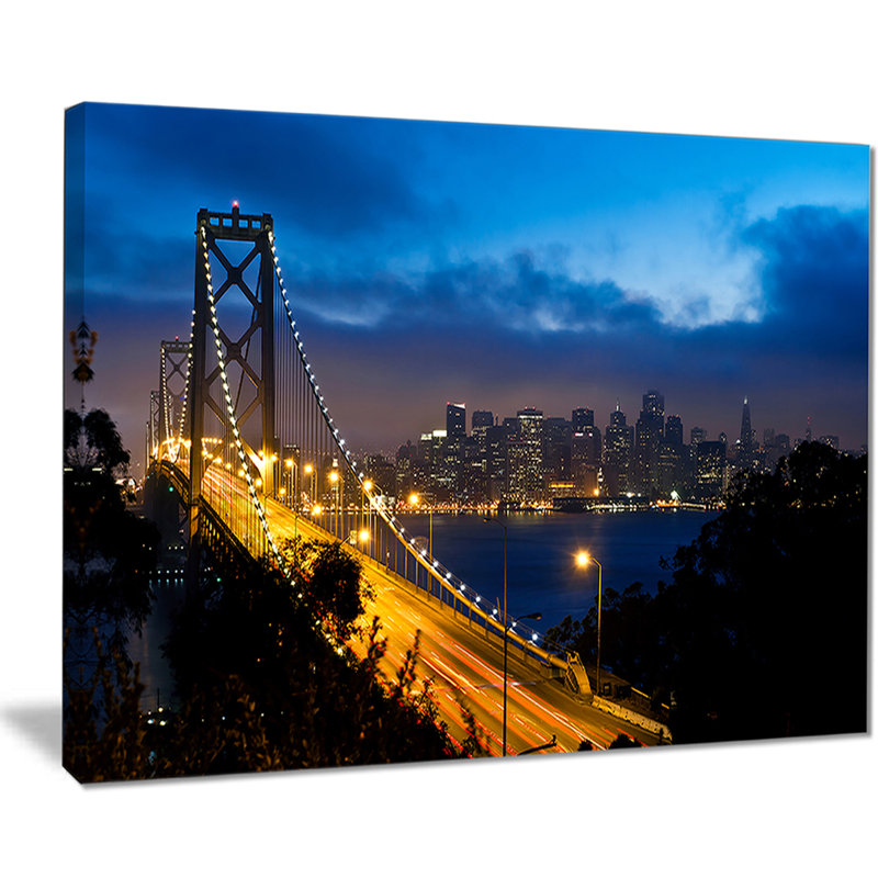 « bay bridge san francisco », reproduction de photo sur toile, H 20 po x l 20 po x P 1 po