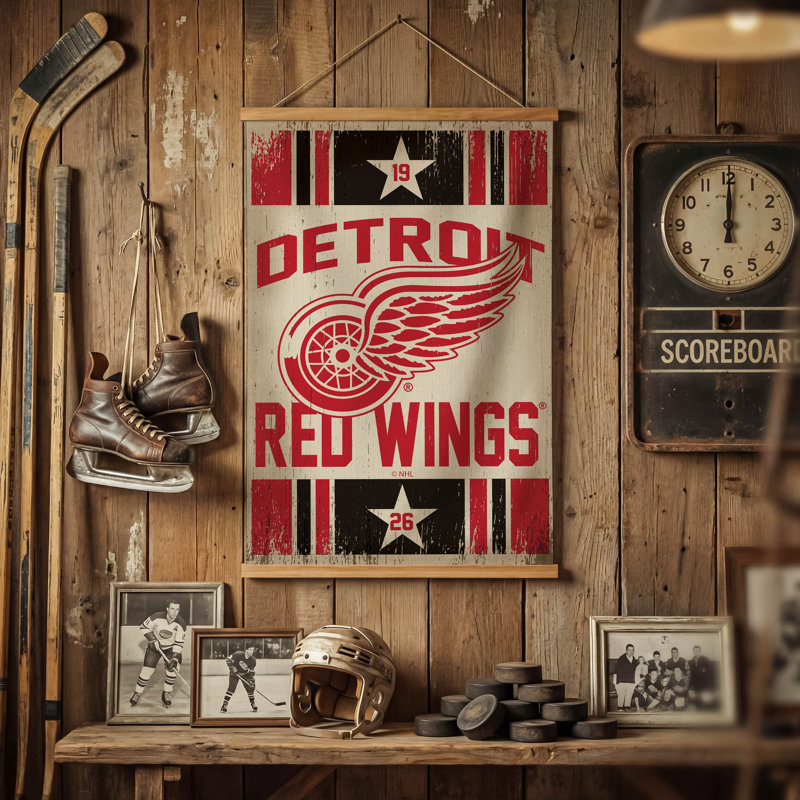 Tapisserie murale 24 po x 36 po Detroit Red Wings, Red Wings de Detroit