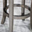 Tabouret de bar 30 po, finition gris patiné, siège en cuir noir, fauteuil tournant à 360 degrés, siège de 17 po de diamètre, repose-pieds de 12 po, tabouret en bois tournant à 360 °, bois franc-2085151693-2085151699