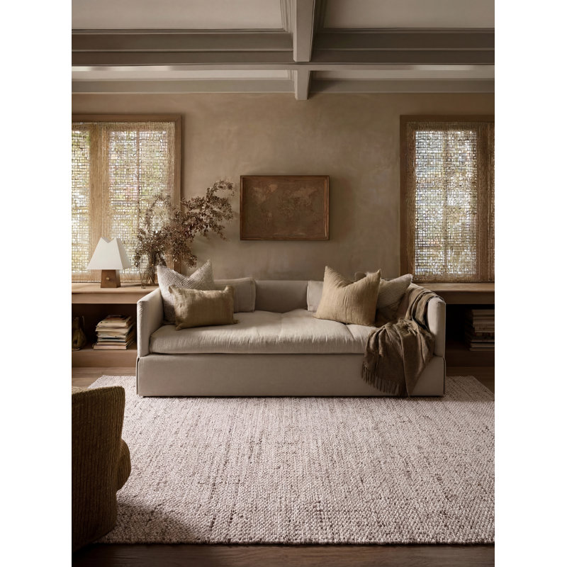 Tapis crème en laine fait à la main Noren, Rectangle 12 pi x 15 pi