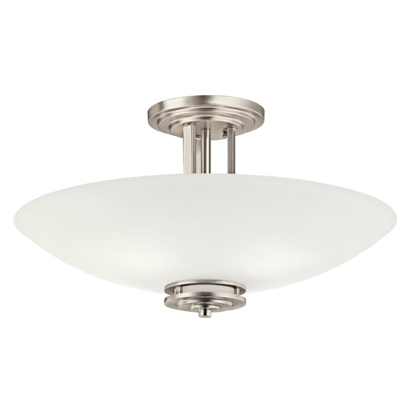Plafonnier semi-encastré 15 po Hendrik, H 13,4 po x l 24 po, Nickel poli