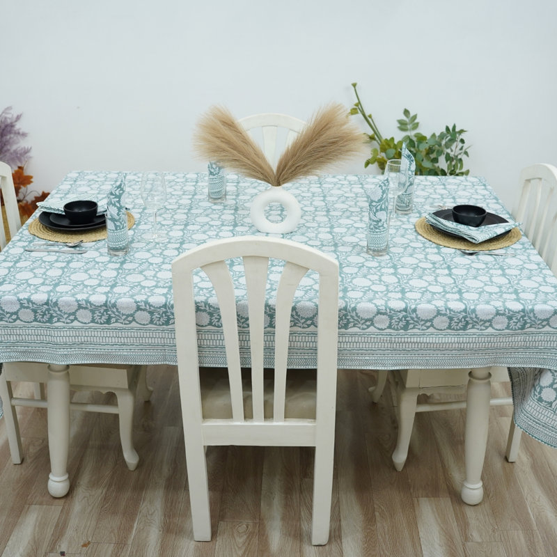 Housse de table décorative en coton avec imprimé bloc pour Dinnig - Rajat, 60 po carré