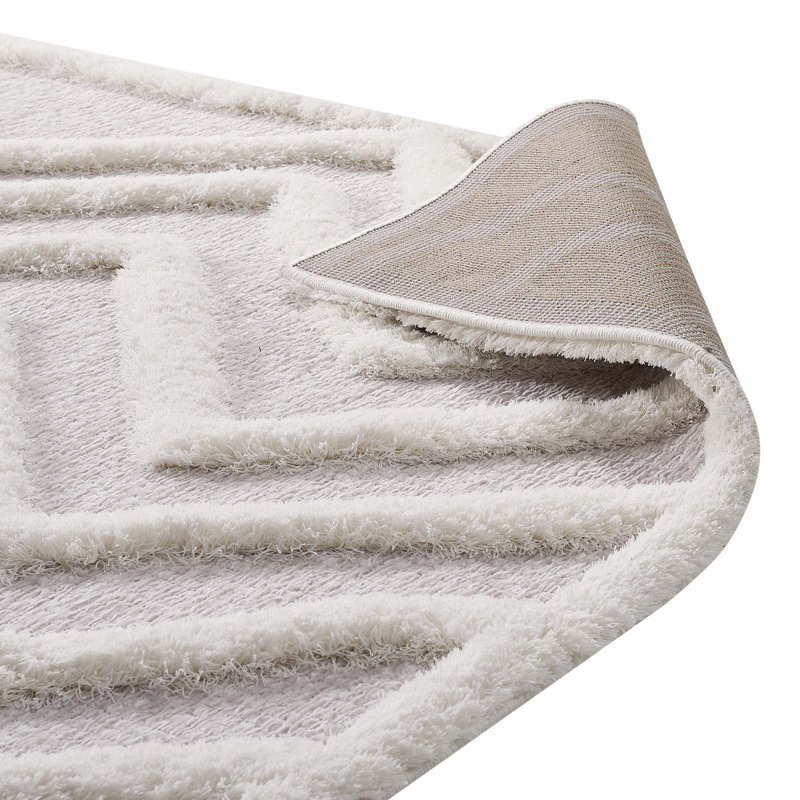 Pathway Abstract Chevron Ivory/Light Grey Indoor Area Rug, Rectangle 5' x 8'