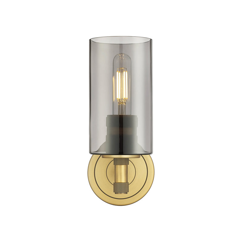 Applique murale 1 lumière Crown Point, Laiton brossé, Plaqué couleur fumée, H 10,5 po x l 3,88 po x P 6,5 po