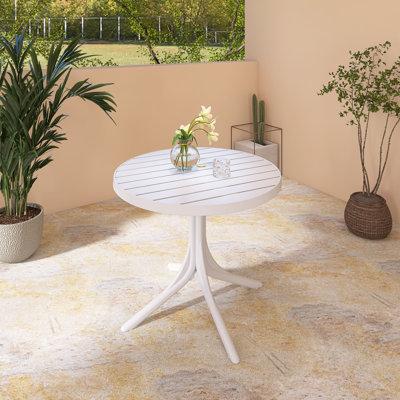 36 Inch PP Round Table, Indoor/Outdoor Dining Table & Coffee Table, Patio Table for Garden, Courtyard, Kitchen, Camping