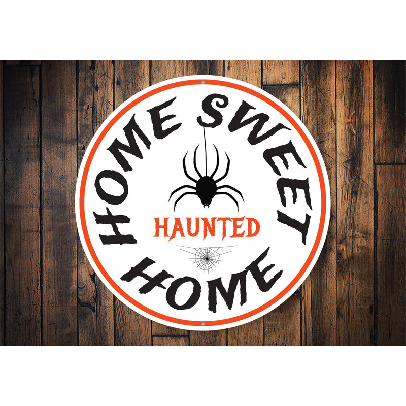 Enseignes en aluminium d'Halloween «Home Sweet Haunted», H 18 po x l 18 po x P 0,06 po