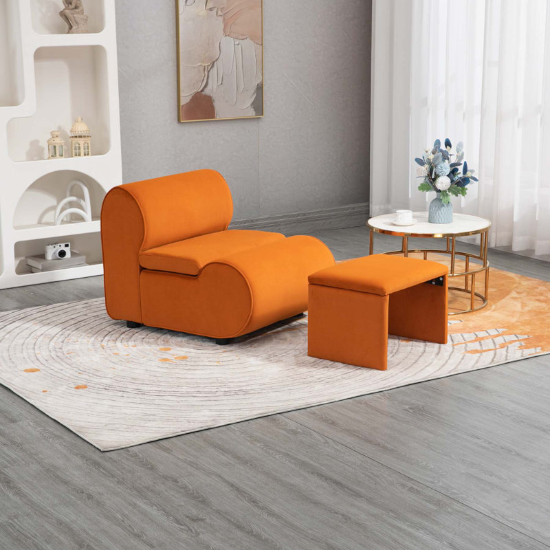 Chaise d'appoint en velours 33,46 po Josman, Velours orange