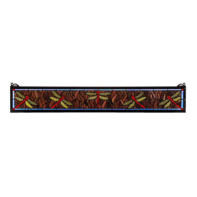 40"W X 6"H Tiffany Dragonfly Stained Glass Window