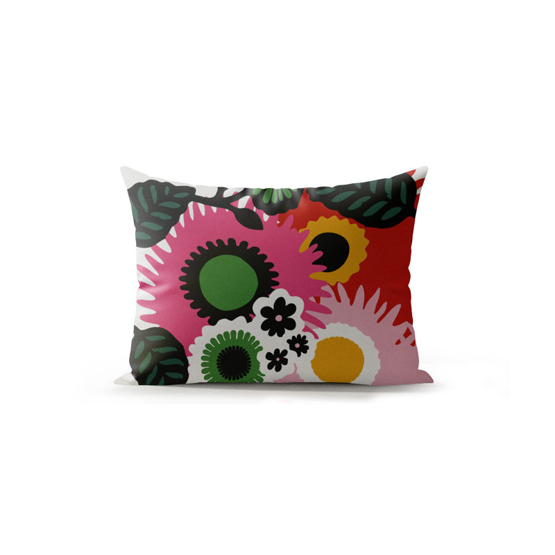 Mars Microsuede Lumbar Throw Pillow, White/Black/Red/Pink/Green