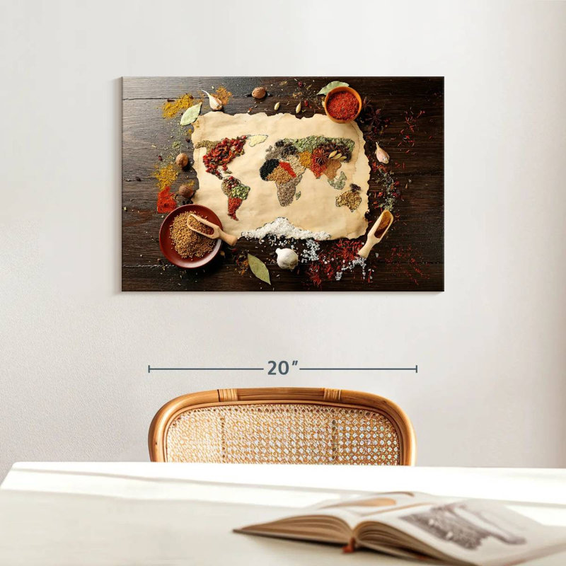 Yarlin Spices World Map, 16" H x 24" W