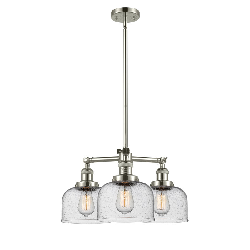 Lustre classique à 3 lumières avec abat-jour, Nickel poli