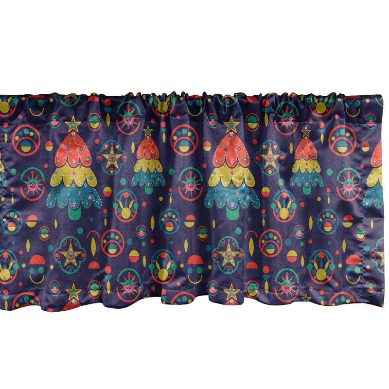 Holiday Theme Multicolor Satin Rod Pocket Valance, 54" x 12"
