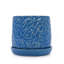 Ensemble de pots à fleurs en céramique fait à la main de 2, 6 po et 8 po de diamètre, bleu foncé avec motif de feuilles, pour les plantes d'intérieur et d'extérieur, pour les plantes grasses et les tables, en argile respirante avec soucoupes-211431303