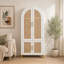 Armoire de rangement en rotin de 71 po de hauteur avec portes arquées et tablettes réglables-130841215