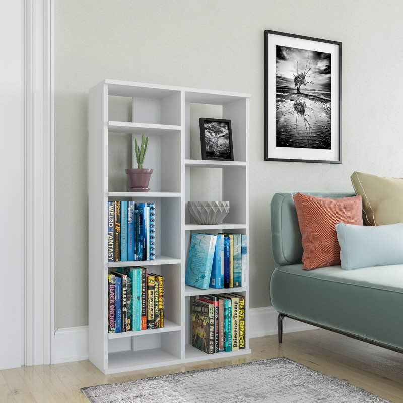 Amaura 123 cm H x 72 cm W Particle Board Bookcase, White