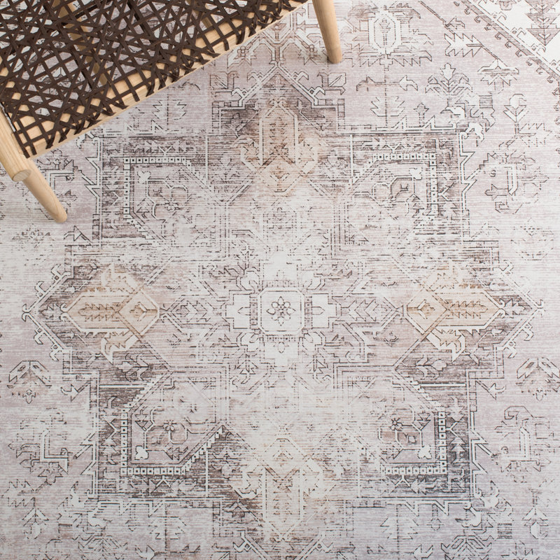 Tapis oriental beige / gris Delvalle, Rectangle 3 pi x 5 pi