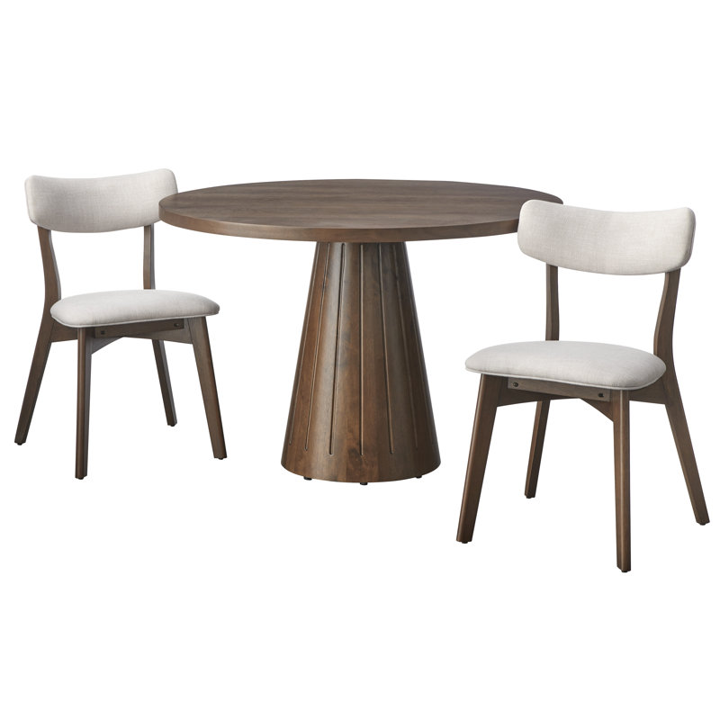 Castilia Round Dining Set, Beige, 3 Pieces: Table, 2 Chairs