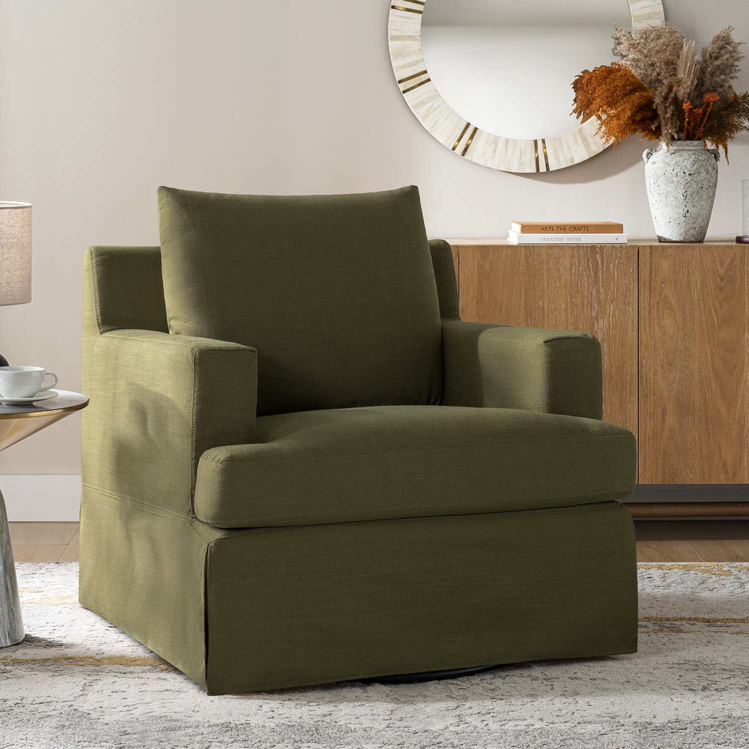 Lucie Swivel Armchair, Moss