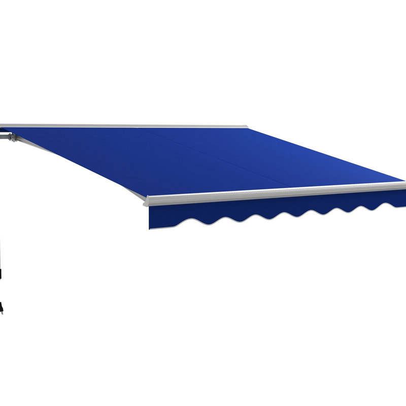 13' X 10' Patio Awning With Lights, Uv40+ Sun For Deck, Balcony, Yard, Blue Electric Led Blue. Shelter Patio, Yard. Powered Remote & Crank, Adjustable 45 - 85