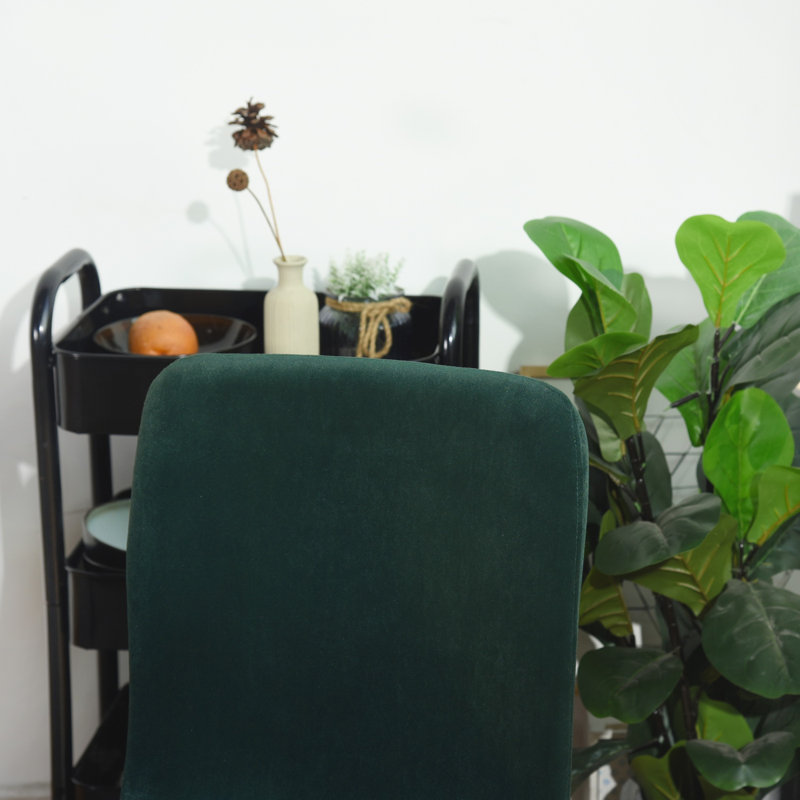 Whiddon Upholstered Dining Chair for Coffee Shop Kitchen Dining Room, Black, Dark Green Velvet, 6