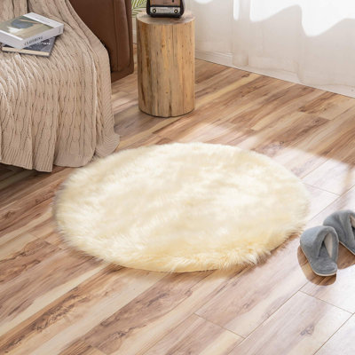 Yellow Shag Faux Sheepskin Fur Rug