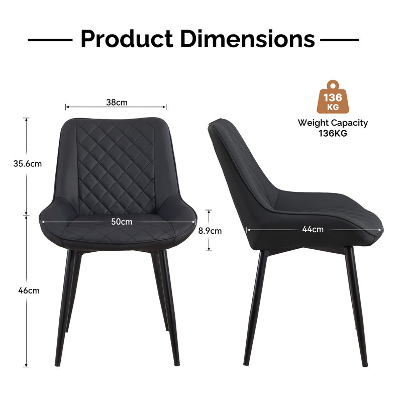 46cm H Metal Parsons Chair, Black